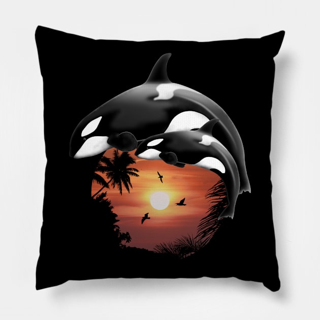 Orca Killer Whales Pillow by NicGrayTees