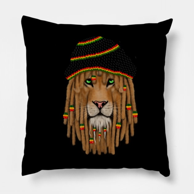 Brave Rasta Lion, Ethiopian, Judah Pillow by alzo