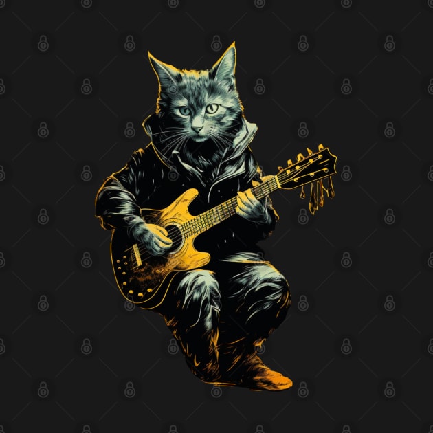 Cat Playing Guitar Funny Cat With Guitar Cute Cat Guitar by OscarVanHendrix