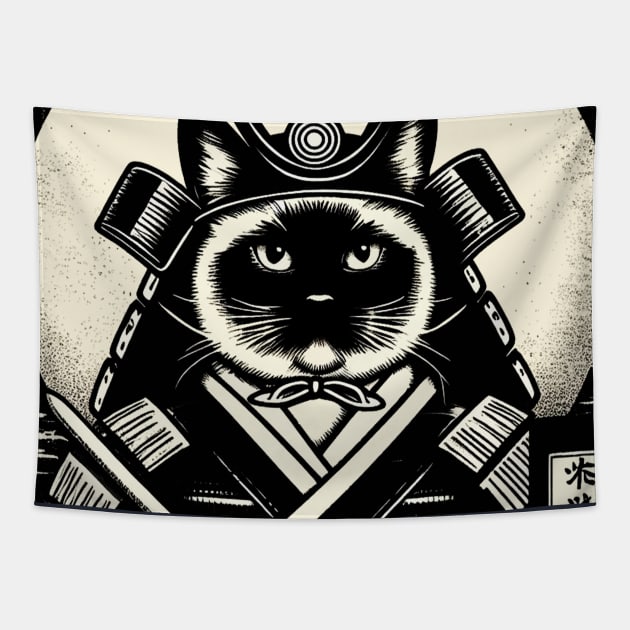 Samurai Cat Tapestry by miskel