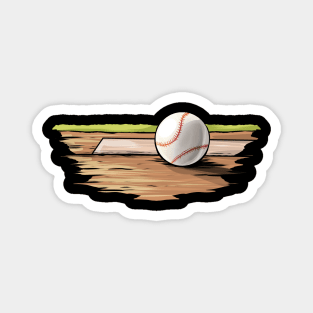 A Baseball Lies On The Field At The Base Magnet