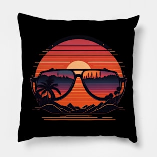 sunset with sunglasses Pillow