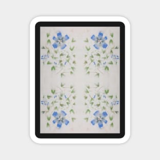 Chinese Watercolor Painted Blue Flowers Magnet