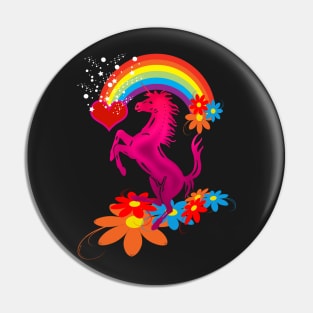 unicorn 1 pink rainbow and flowers tshirts Pin