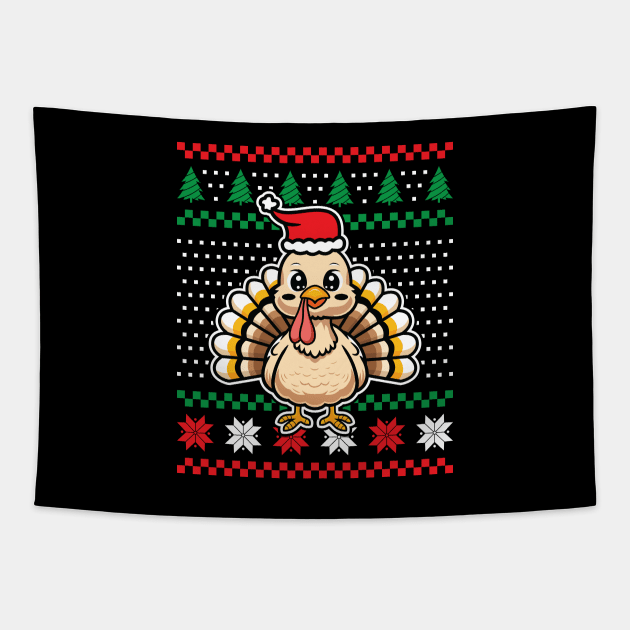 Ugly Christmas Sweaters Turkey Tapestry by JS Arts