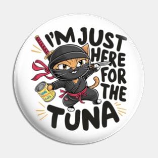 One design features a sneaky ninja cat with a katana in one hand and a can of tuna in the other. (5) Pin