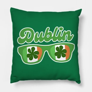 Dublin City Ireland Flag Sunglasses Shamrock St Patricks Day Pillow