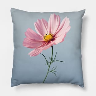 Elegant Pink Cosmos Flower Art Pillow