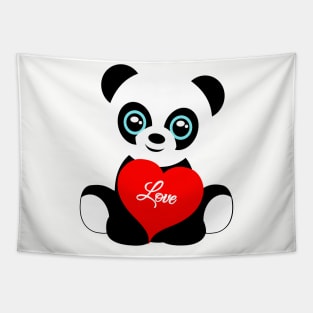 Valentines Day Panda Tapestry