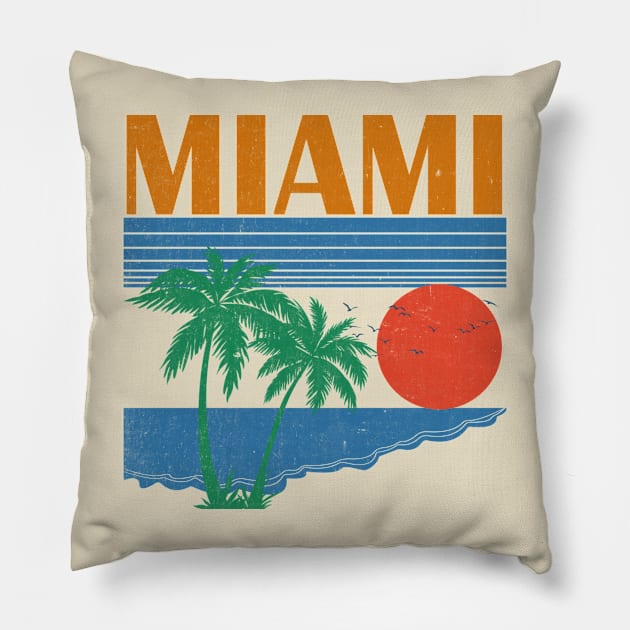 Miami \\ Retro Vintage Design Pillow by KianOlsen Art