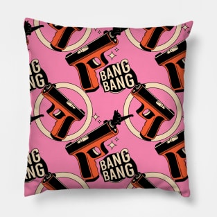 Bang Bang Black Cat Pattern in pink Pillow