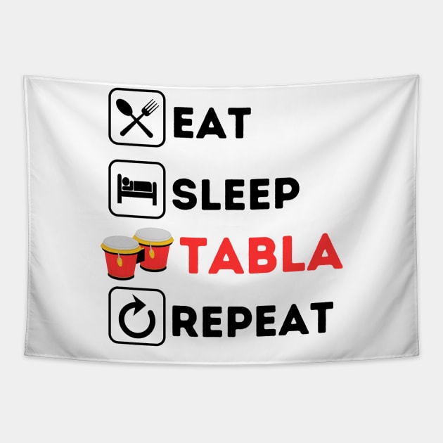 Funny eat sleep tabla repeat Tapestry by Qurax