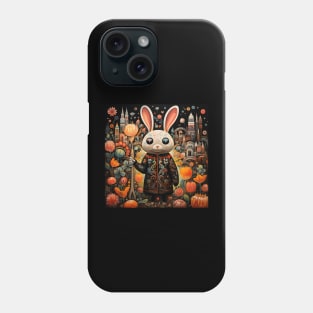 Surrealistic Folk Art Dark Floral Motif Rabbit Design Phone Case