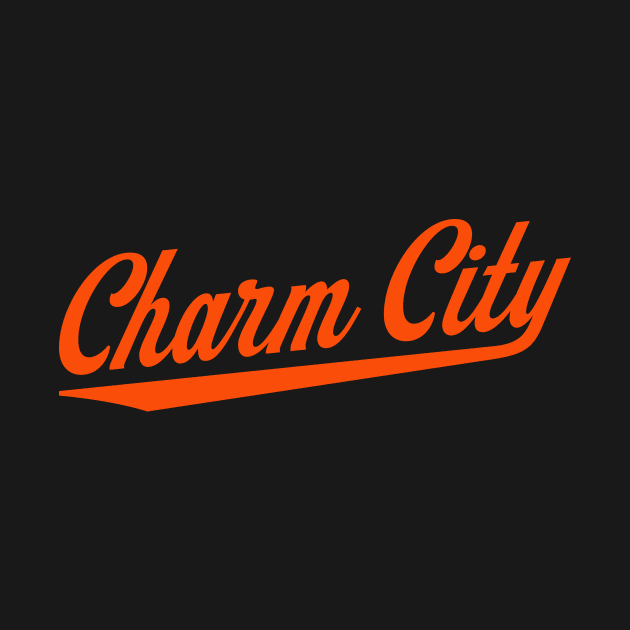 Baltimore 'Charm City' Baseball Script Fan T-Shirt: Showcase Your Love for Baseball with Iconic Baltimore Flair! by CC0hort