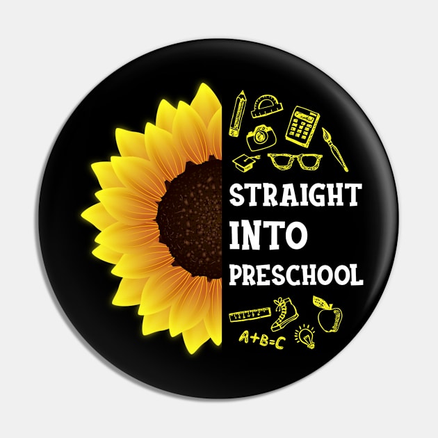 Straight into Preschool Back To School Sunflower Pin by hardyhtud