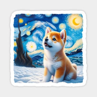 Starry Shiba Inu Dog Portrait - Pet Portrait Magnet