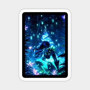 Bioluminescent glowing girl in the cave Magnet