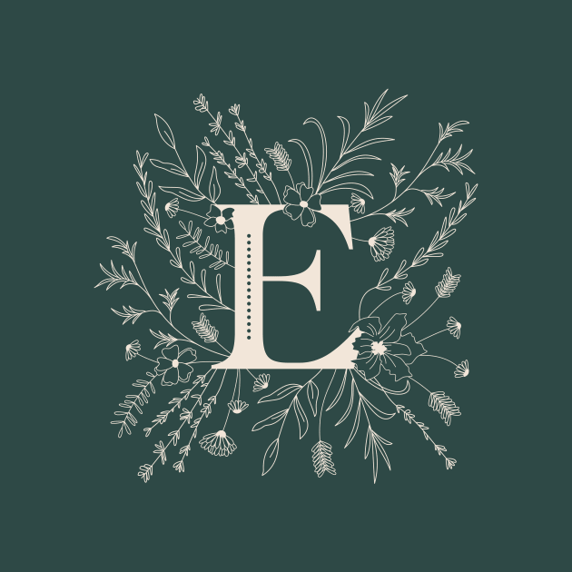 Botanical Letter E (Forest Green) by Cascade Patterns