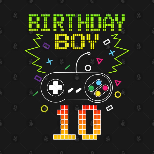 Birthday Boy 10 Video Game Controller Gamer 10th Birthday by ruffianlouse