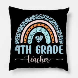 4th Grade Teacher Leopard  First Day Of School Pillow