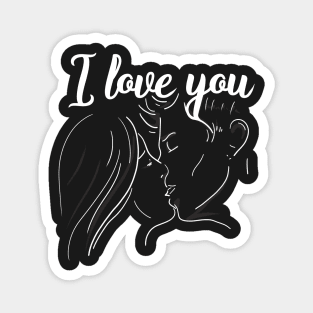 I Love You & kiss you, darling - Valentine Gifts - Dark Background - Not Hamlet Design Magnet