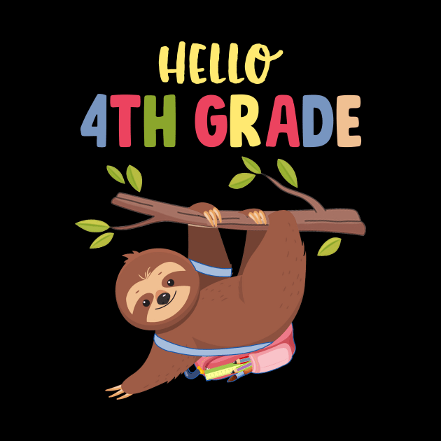 Funny Hello 4th Grade Gift Back To School Sloth by Elliottda