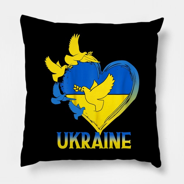 Ukraine Flag Ukrainian Heart Pillow by Gtrx20