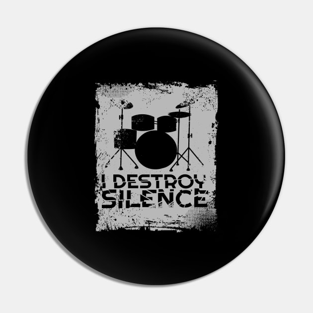 'I Destroy Silence Drums' Awesome Music Drummer Gift Pin by ourwackyhome