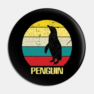 Retro Sunset Penguin Cute Motivational Pin