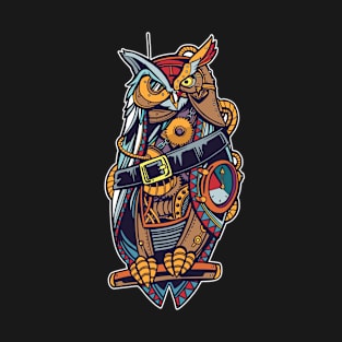 Steampunk Owl Retro Look T-Shirt