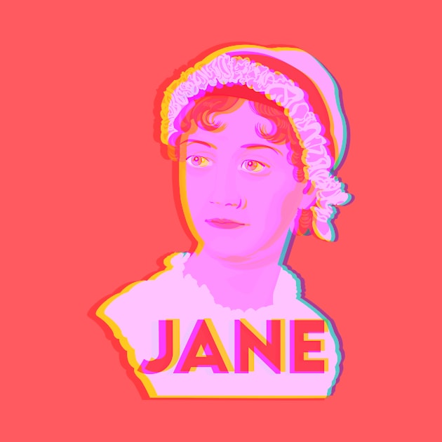 Jane Austen Portrait Neon by Obstinate and Literate