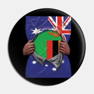 Zambia Flag Australian Flag Ripped - Gift for Zambian From Zambia Pin