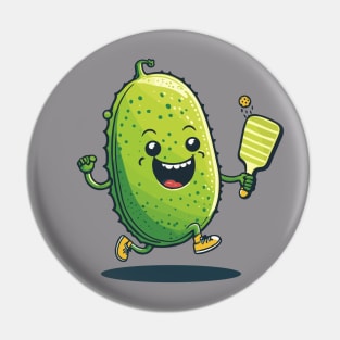 Funny Pickle Playing Pickleball Pin