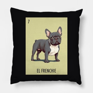 Mexican Loteria Card Blue French Bulldog Pillow