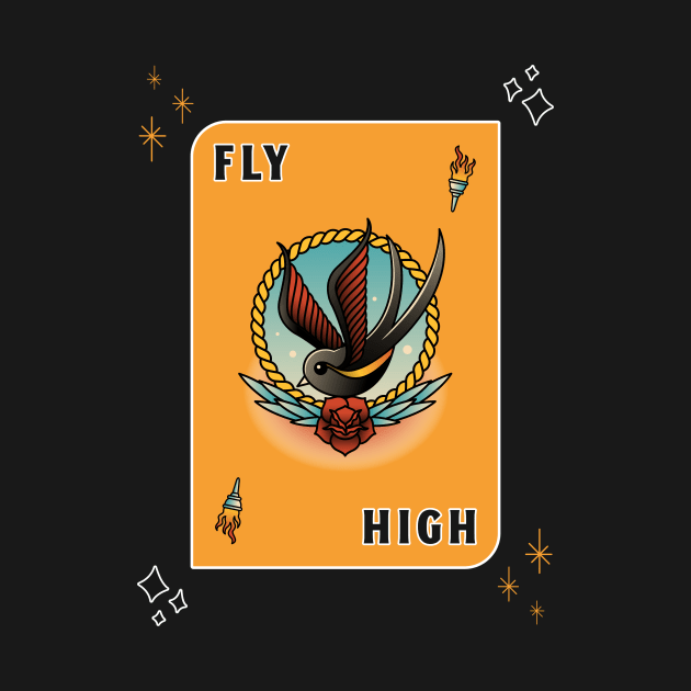 Fly High Bird Tattoo by Tip Top Tee's