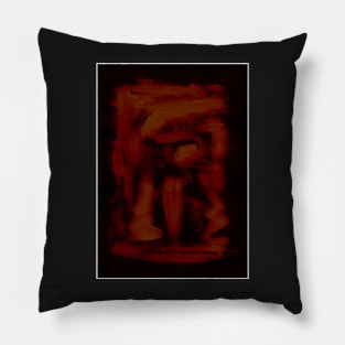 Dark Red Orange On Black Abstraction Pillow