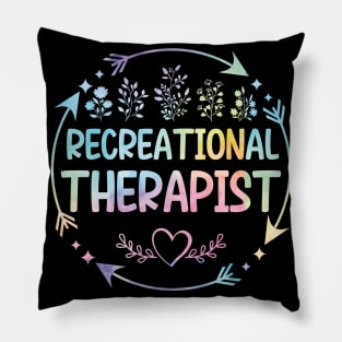 Recreational Therapist cute floral watercolor Pillow