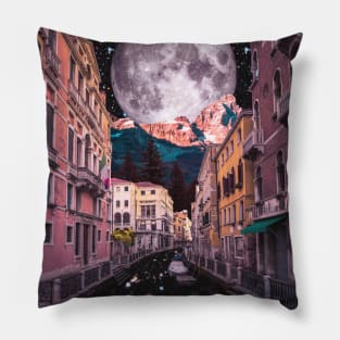 The Moon Always Shines Through - Space Aesthetic, Retro Futurism, Sci Fi Pillow