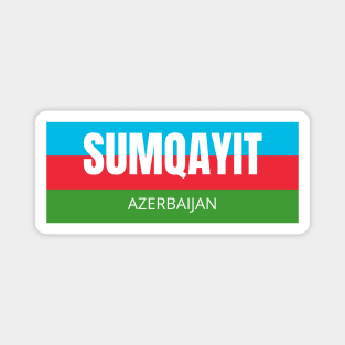 Sumqayit City in Azerbaijan Flag Colors Stripes Magnet