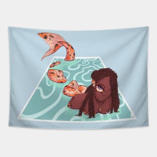 koi fish mermaid bg ver Tapestry