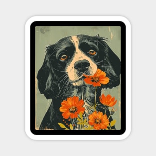 Cocker Spaniel Flowers Photo Art Design For Dog Onwer Magnet