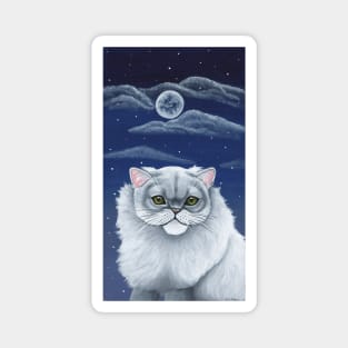 White Persian Cat Under the Moon Magnet