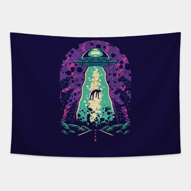 Colorful UFO Abduction // Beam Up Alien Tapestry by SLAG_Creative