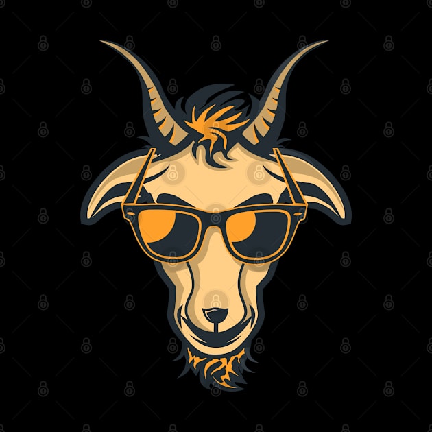 Goat with Glasses - Orange Drawing Illustrattion by michony