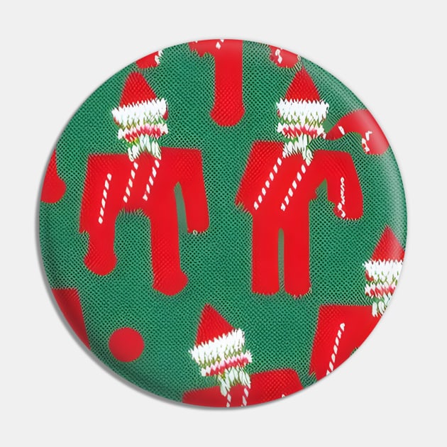 Futuristic Festive: Ugly Red Santa Claus Candy Cane Pattern Pin by Christine aka stine1