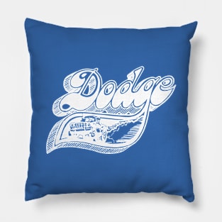 Vintage Dodge Pick-Up Art (White on Blue) Pillow