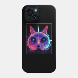 neon art cat Phone Case