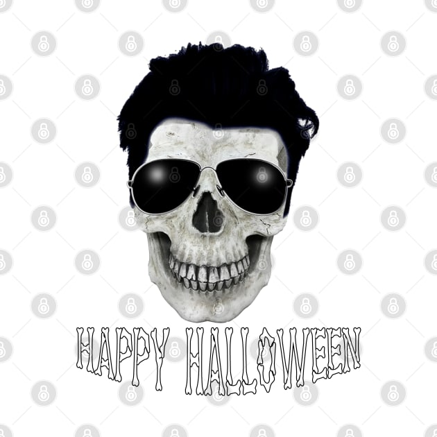 Spooky Funny Happy Halloween Skull with Sunglasses by soccer t-shirts