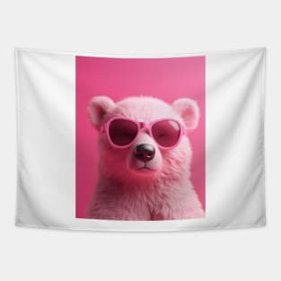 Pink Bear with Sunglasses Tapestry