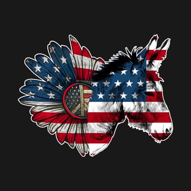 Heart Sunflower Donkey USA Flag Firework 4th Of July by Kaileymahoney